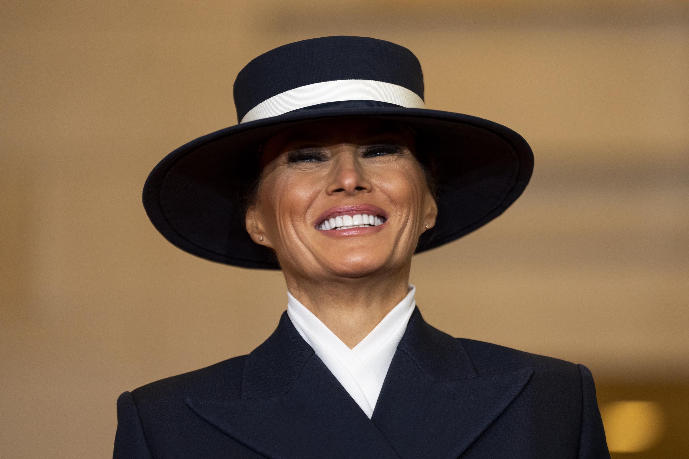 0153b5abbe1c84df97677880685310ef6485b661d9b4f8a3719befdf78e9b9f2 Melania Trump smiling during her husband's second inauguration. | Source: Getty Images