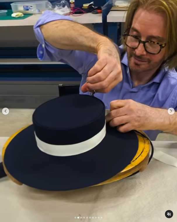 1bef4b1af2c5c9988177fa1b18b8d44ef87a500fdbb5b97ff00b77bfcd846047 Eric Javits making Melania Trump's inauguration hat. | Source: Instagram/ericjavits