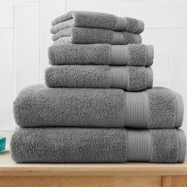 StyleWell HygroCotton Stone Gray 6-Piece Bath Towel Set AT17642_Stone G -  The Home Depot